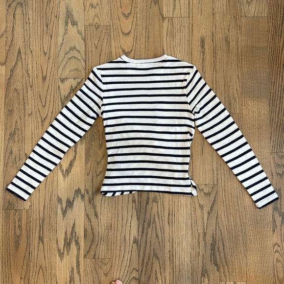 Joe’s Women’s Navy Striped Long Sleeve Wrap Front Top Size X-Small - Picture 10 of 11